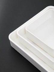 塑料正方形盤子四方熟食展示盤白色涼菜盤餐具托盤廚房密胺盤疊加