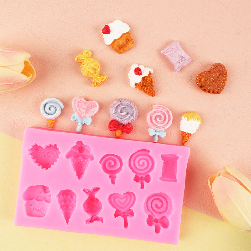 Lollipop caramelo helado modelado molde de silicona hecho a mano galleta del chocolate decoración la torta