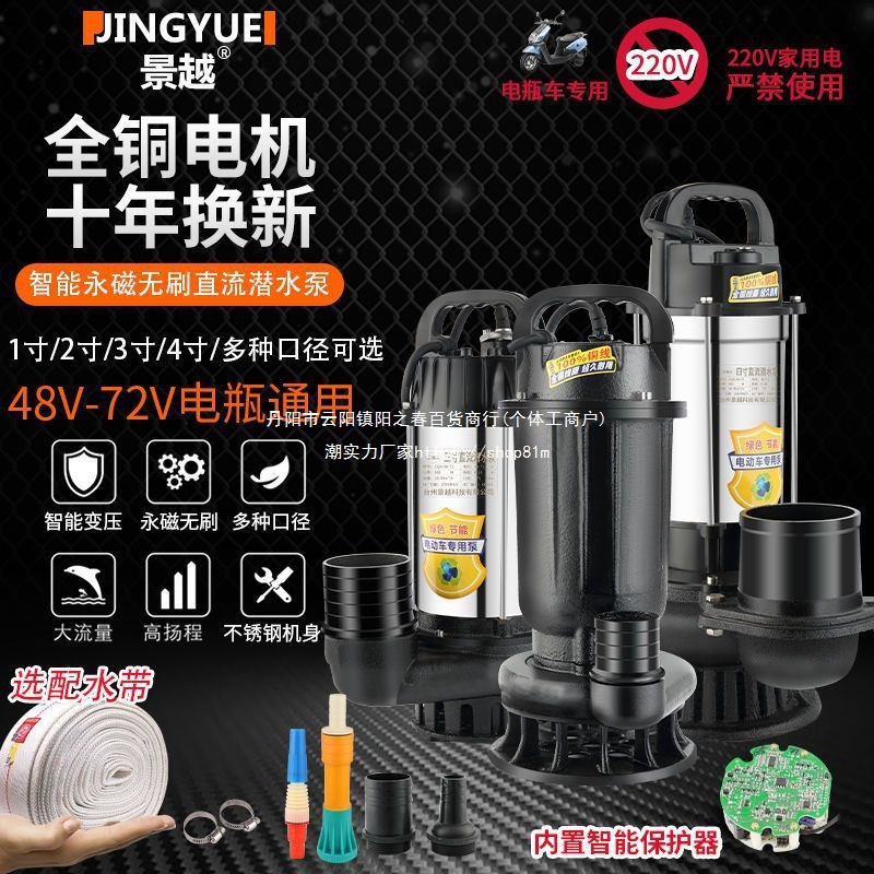 48v60v72v智能无刷直流潜水泵大流量电动车抽水泵24v高扬程垒德株