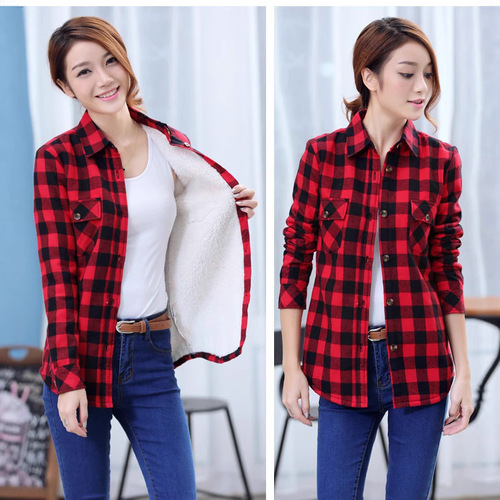 New winter urban casual, thick cotton, lamb velvet, square collar, slim blouse, cardigan, to keep warm