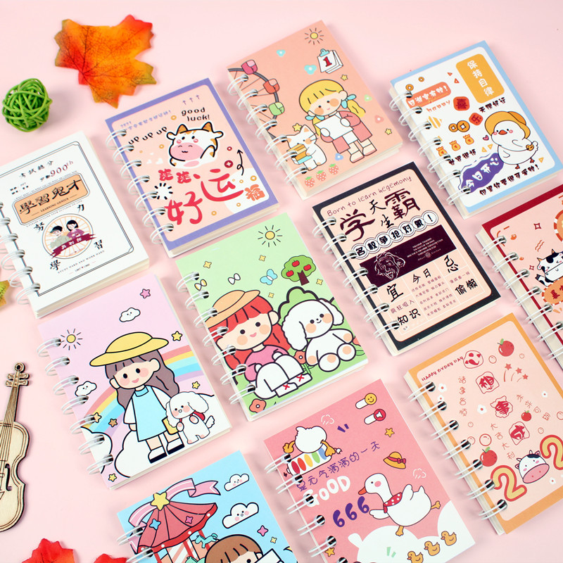 Mini A7 portátil de bolsillo libro dibujos animados lindo diario estudiante pequeño exquisito bobina