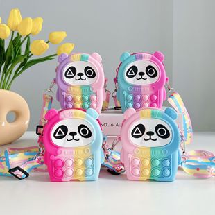 Anti-rodent pioneer decompression bag children's silicone coin purse Amazon bag panda cartoon messenger bag Bubble Bag women