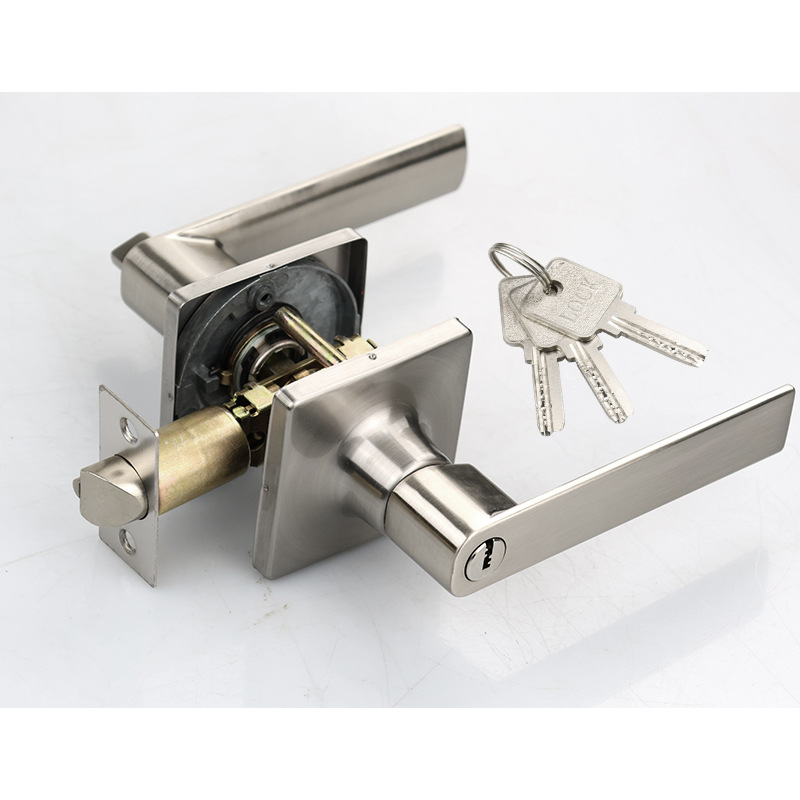 Personalizada aleación de zinc de tres barras cerradura de mano cerradura cuadrada cerradura de baño cerradura de canal cerradura americana de tres barras cerradura interior cerradura de mango de puerta de madera
