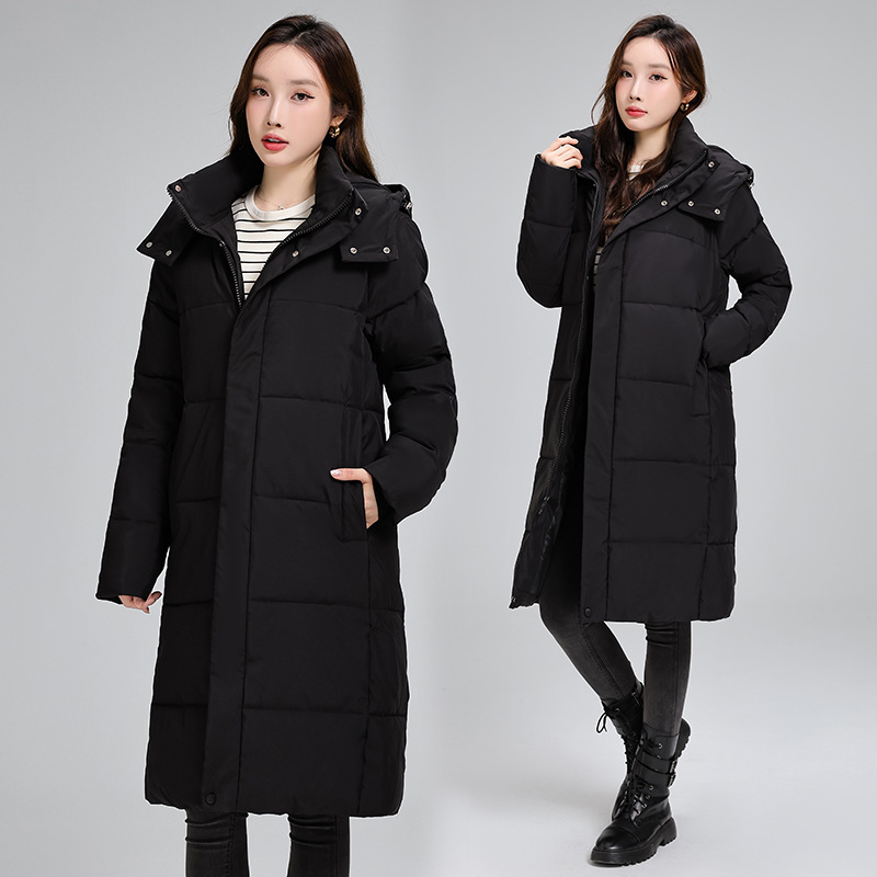 2025 invierno nuevo estilo de rodilla larga ropa de algodón de estilo de mujer ropa de algodón estudiantes de drama con chaqueta de algodón gruesa