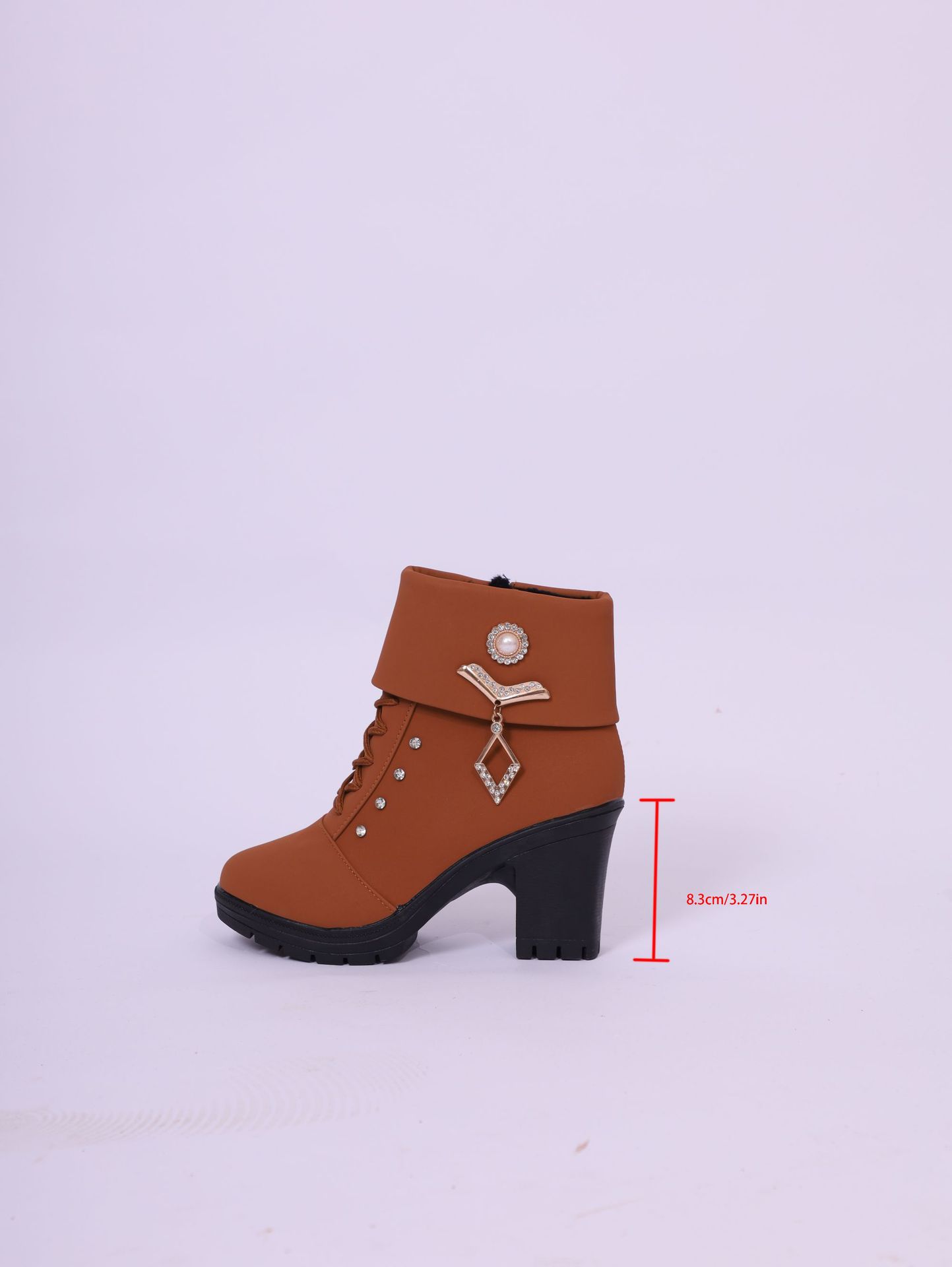 ShoeVault Europäische und amerikanische Plus-Size-Stiefel Herbst/Winter 2024: Neue hohe, klobige Absatz-Stiefel mit Reißverschluss, wasserdichte Plateausohle für Damen._voghion.com