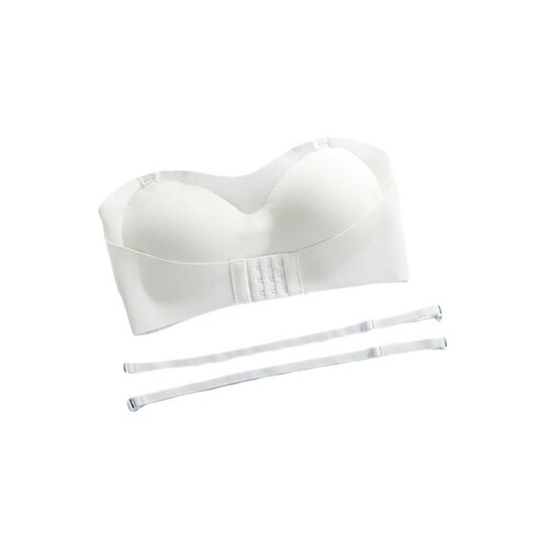 Summer Simple Front Button Girl Backless Strapless Anti-Slip Gathered Bra for Small Breasts Thin Style Bra without Steel Cup 