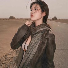 废土风碎花复古棉麻围巾女夏薄款大西北沙漠旅游文艺防晒丝巾披肩