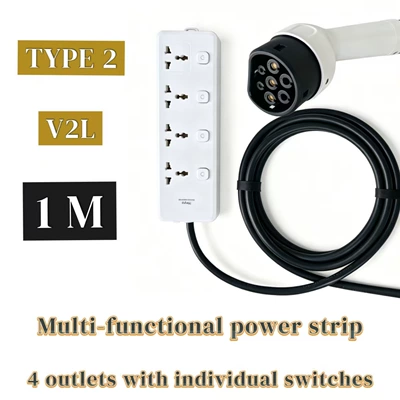 Type2 European Standard V2L Cross-Border Supply Type2 to Multi-Functional Universal Power Strip Adapter (Elektrikli avtomobil şarj stansiyaları) - european-standard-discharge-gun-plug-1m-models