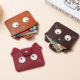 Cowhide Texture Retro Cartoon Cat Card Holder Small, Light and Large Capacity Real Soft Leather Card Holder Bank Card Coin Purse