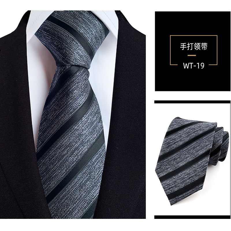 8cm mano corbata de poliéster de los hombres teñidos de hilo de rayas de desgaste formal profesional traje de negocios accesorios de fábrica en stock al por mayor