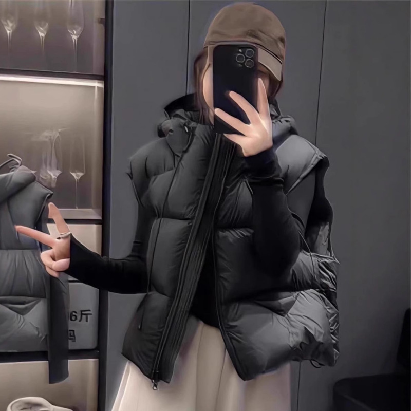欧美跨境羽绒马甲女2025宽松泡芙马夹气质休闲百搭白鸭绒坎肩背心|undefined