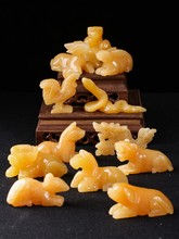 天然黄玉南玉石十二生肖 摆放三合怀旧局家居办公室客厅摆件饰品
