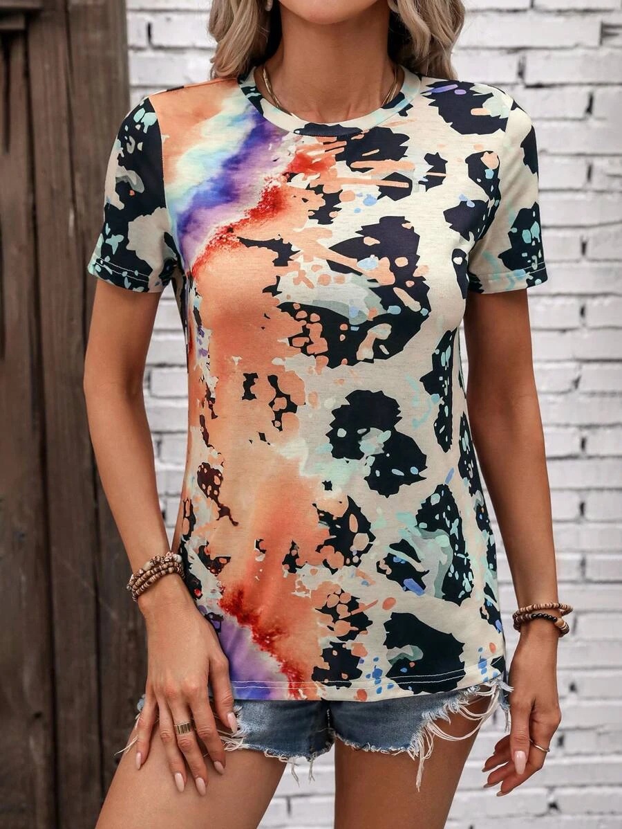 Title 10, Womens Summer Fashion Painted Short-sleeved Sl...
