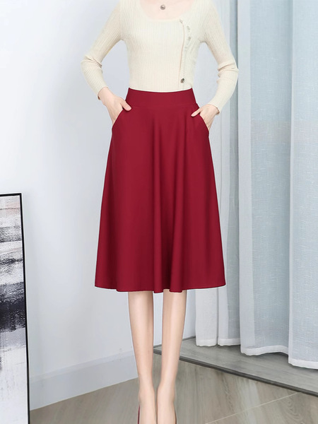 Autumn elastic pleated skirt solar-powered