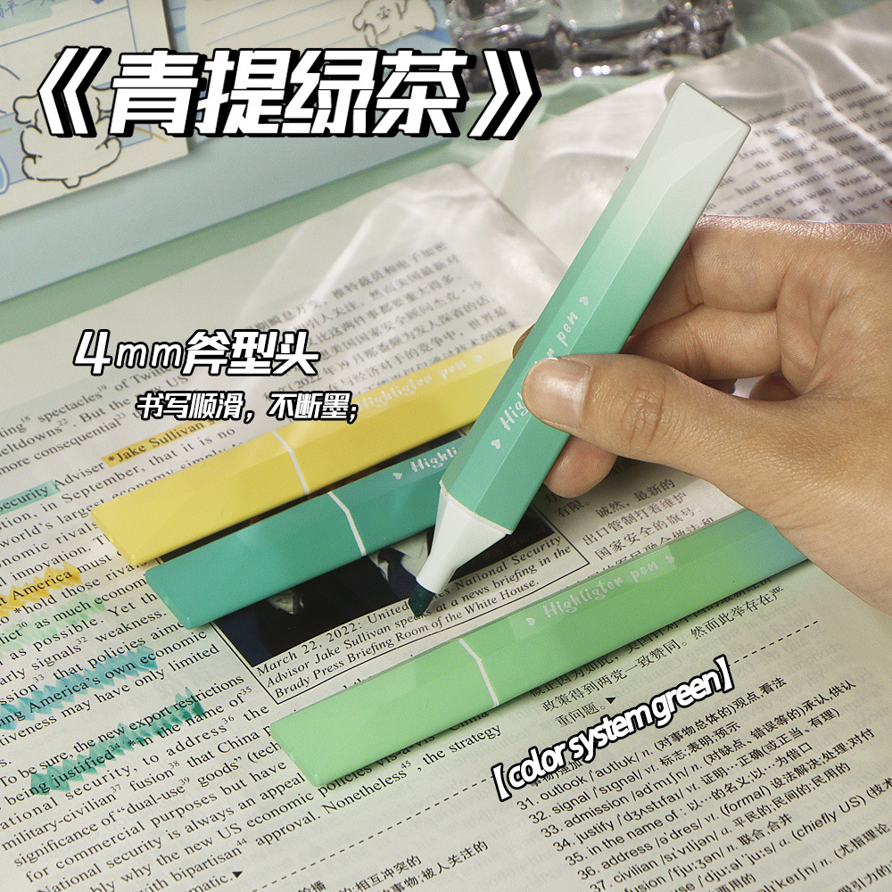 Nuevo espejo de diamante de color gradiente resaltador de color gradiente resaltador de color gradiente conjunto de marcador de puntos clave de los estudiantes graffiti pluma al por mayor