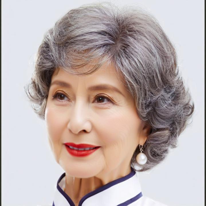 Wig women's short hair new natural sketch funny short curly hair old foreign style granny full head cover in stock wholesale Wig women's short hair new natural sketch funny short curly hair old foreign style granny full head cover in stock wholesale