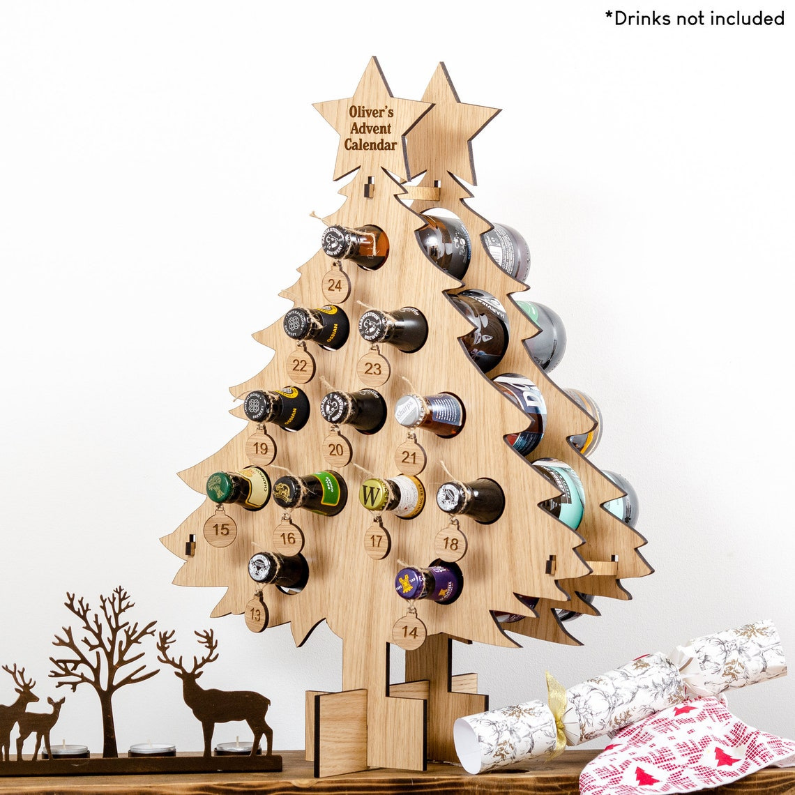 New Countdown Pendant Bar Home Decor Christmas Tree Wine Stand Wooden Crafts_voghion.com