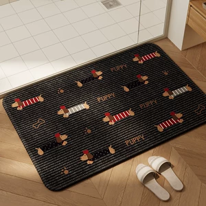Cartoon Dachshund Dog Bathroom Floor Mat, Toilet Non-Slip Mat, Bathroom Water-Absorbent Anti-Splash Carpet, Sari Hemp Floor Mat