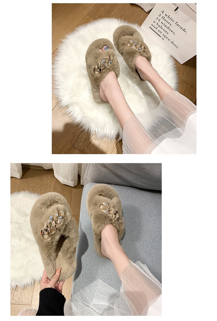 Plus Size Platform Chain Cross Cotton Slippers NSDFX81614