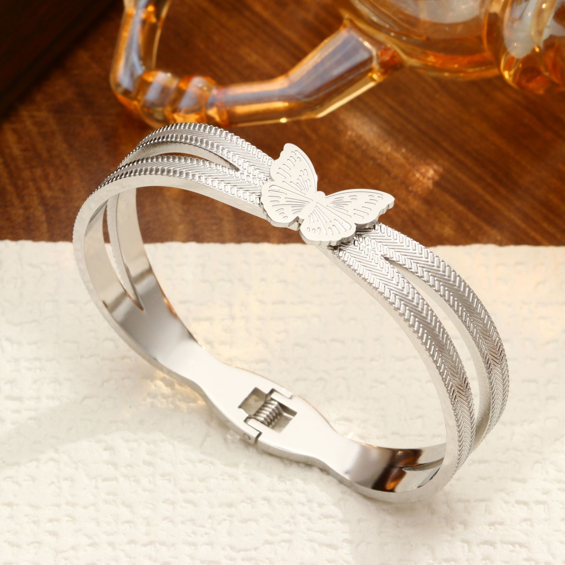 Striped Big Butterfly-Steel Color