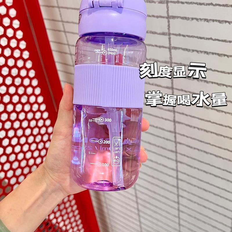 Nueva taza de agua de gran capacidad, doble bebida, estudiantes masculinos y femeninos, botella de agua deportiva portátil de alto valor, taza de verano de plástico con pajita