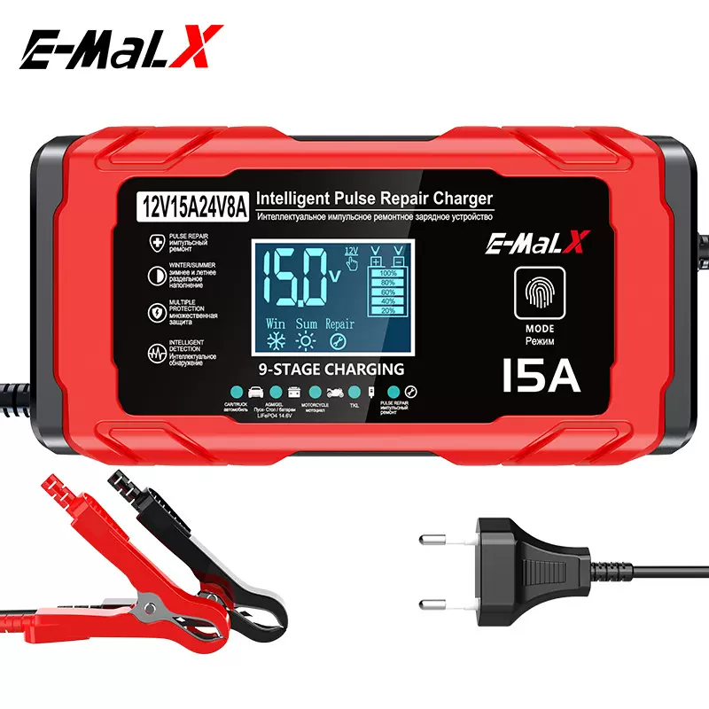 12V15A/24V8A脉冲充电器 14.6V15A磷酸铁锂 摩托车汽车电池充电器
