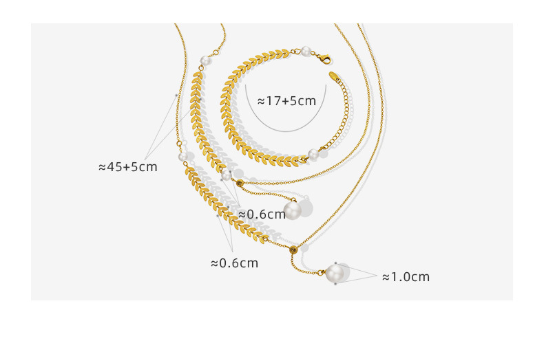 Mode Retro Titan Stahl Weizen Perlen Halskette Armband display picture 1