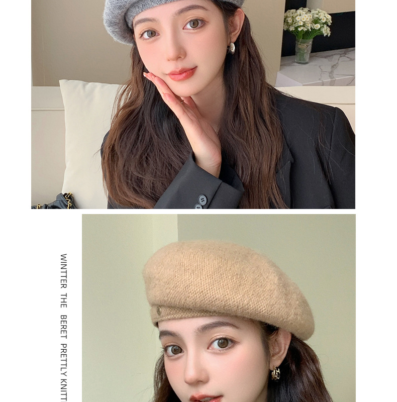 2024 Herbst und Winter Koreanische Ausgabe Internet Celebrity Fashion Baskenmütze Double Wear Vielseitiger Knospenhut Show Face Kleine Malermütze Weiblich_voghion.com