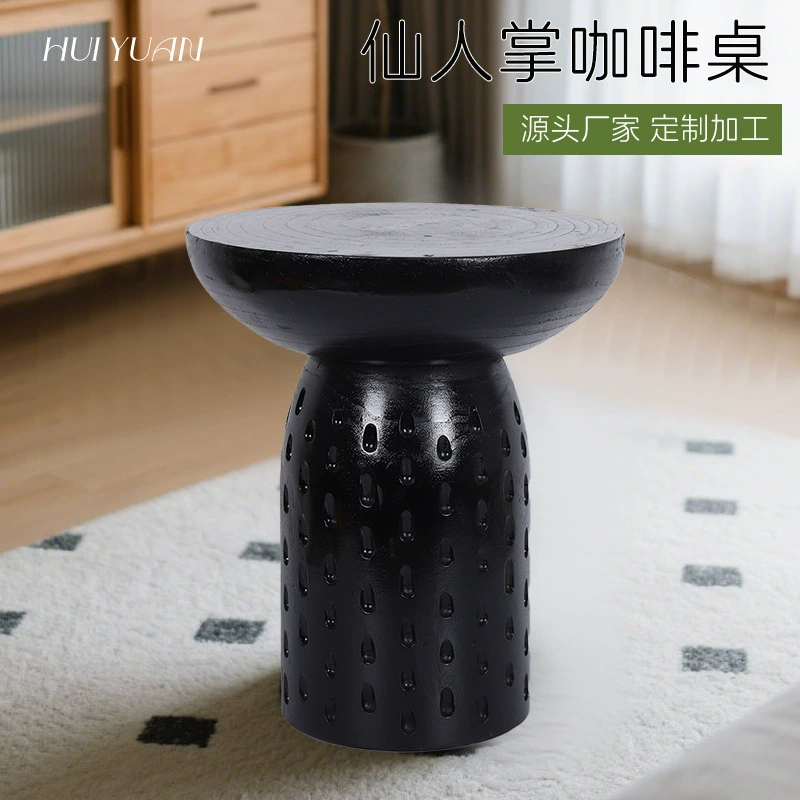 Приставной столик из массива дерева, гостиная в античном стиле, угловой столик B&B в домашнем ретро-стиле, журнальный столик в стиле ваби-саби, журнальный столик кактус