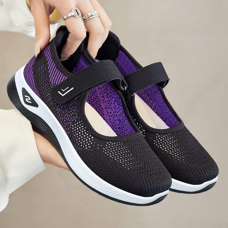 Zapatos para Mujer Mayor, Nuevo Estilo de Verano, Zapatos para Mamá, Venta al por Mayor con Envío Directo, Zapatos Cómodos para Personas de Mediana Edad y Mayores con Velcro, Zapatos para Caminar Transpirables con Suela Suave.