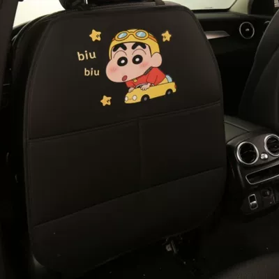 Chair back anti-kick pad protective pad for rear-seat children, anti-wear - black-background-heat-transfer-print-shin-chan-riding-a-car-long-style-one-piece