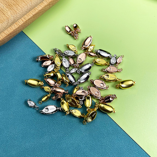 Pure silver pearl buckle accessories with bracelet necklace ingot buckle semi-finished oval jewelry buckle head wholesale