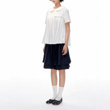 Romane Nani“日漫少女尖子生”娃娃领百褶衬衫学院风短袖上衣