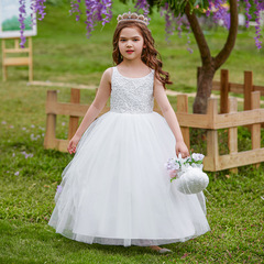 Children's dress, princess skirt, ballgown dress, stylish flower child wedding dress, host piano performance costume, runway dress