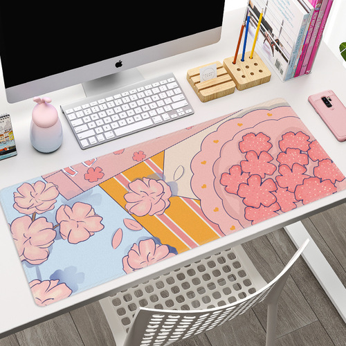 Large anime pink mouse pad oversized personality girl office keyboard computer desk pad notebook lock edge