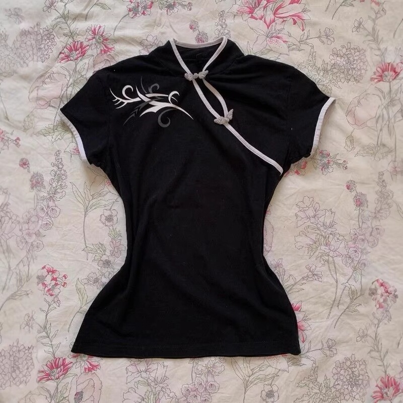 Ins New Chinoiserie National Trend Retro Bow Tie Style Slim Waist Women's T-Shirt Street Style Hot Girl Tops in Various Styles Y2K Ins New Chinoiserie National Trend Retro Bow Tie Style Slim Waist Women's T-Shirt Street Style Hot Girl Tops in Various Styles Y2K