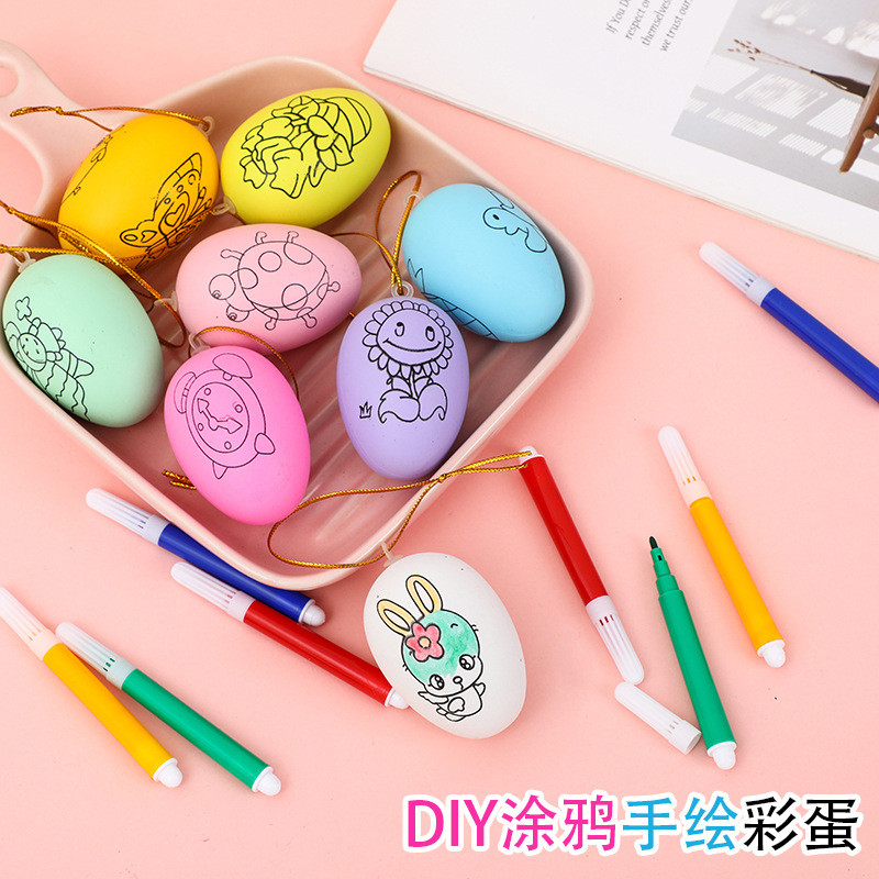 Dibujar huevos de Pascua Dibujar huevos de pato Kindergarten Concha de huevo para niños Diy Juguete de huevo de simulación pintado a mano