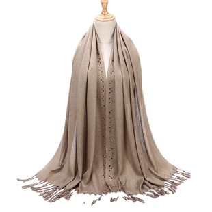 New hijab monochrome gold braid beard Diamond scarf turban tassel shawl