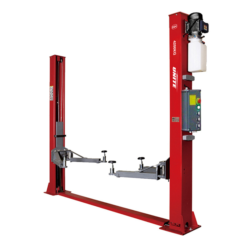 优耐特U-T42E电动解锁双柱举升机4.2T汽车维修举升机保养设备