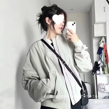 厂家直销飞行员夹克设计感小众街头纯色棒球服2024秋冬新款女装复