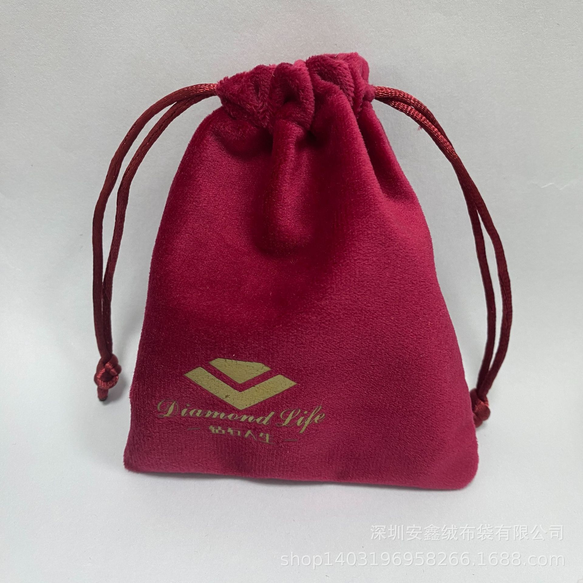 批发红色绒布袋珠宝首饰束口拉绳袋便携收纳整理礼品包装袋