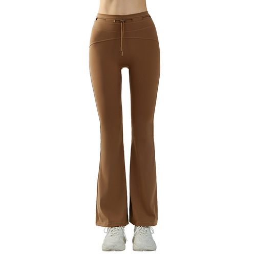 Outdoor yoga bell-bottom pants for women, tight-fitting high-waisted hip-raising wide-leg pants, slim-fitting cross-border European and American micro-flared yoga pants