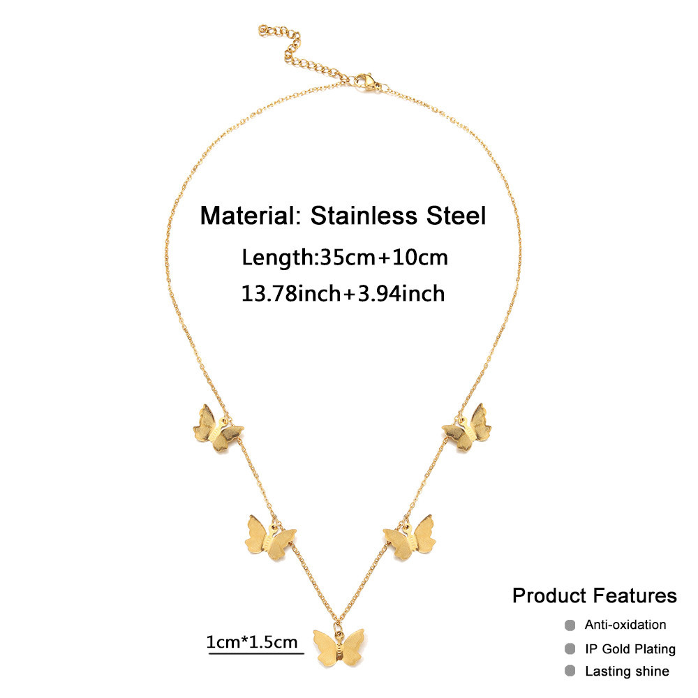 Star, Butterfly Pattern Wholesale Jewelry Simple Style Star Butterfly Stainless Steel Gold Plated Necklace