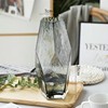 Light luxury and cold lines of golden edge waves of geometric glass vase gray transparent flower arrangement lily European home decoration