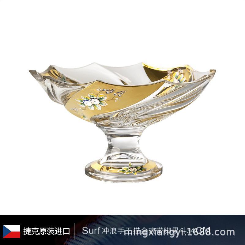 서핑 시리즈 핸드메이드 에나멜 플라워 골드 풋 과일통 34cm