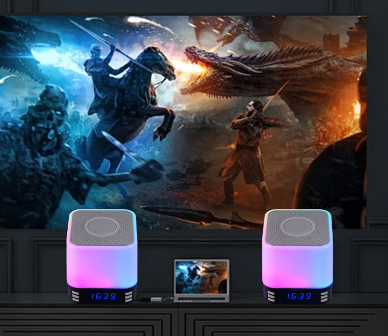 Bluetooth Speaker Alarm Clock With Wireless Charger And Light_voghion.com