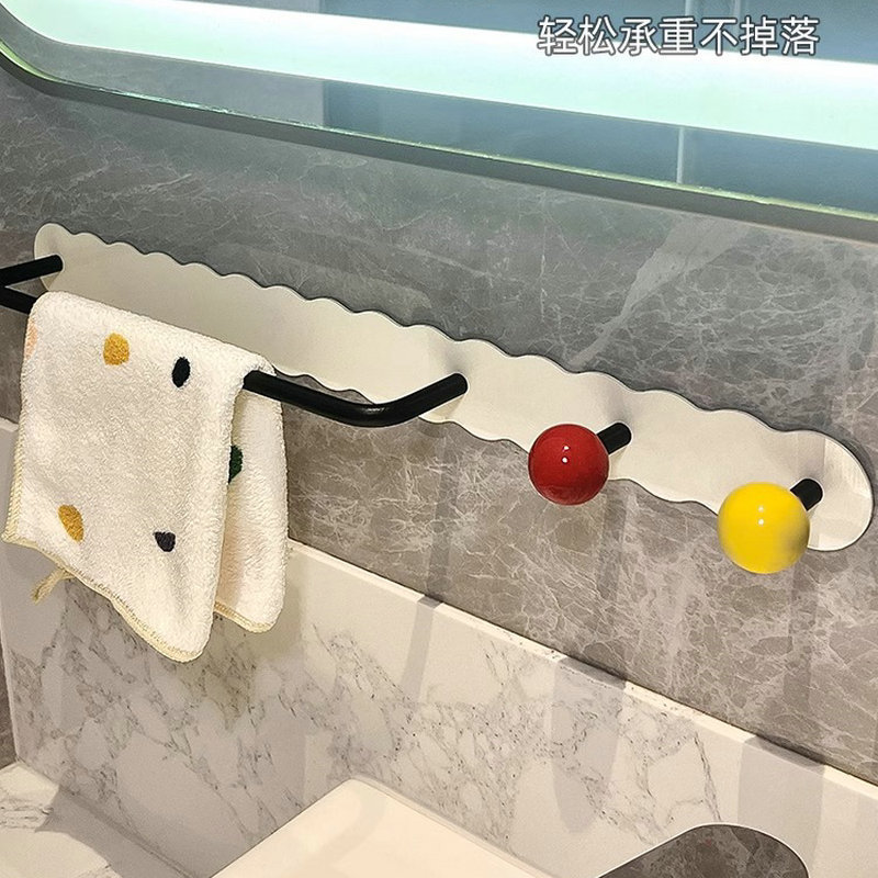 Toallero de dopamina Estante de baño sin perforación Toallas Estante de almacenamiento de pared de baño de un solo poste