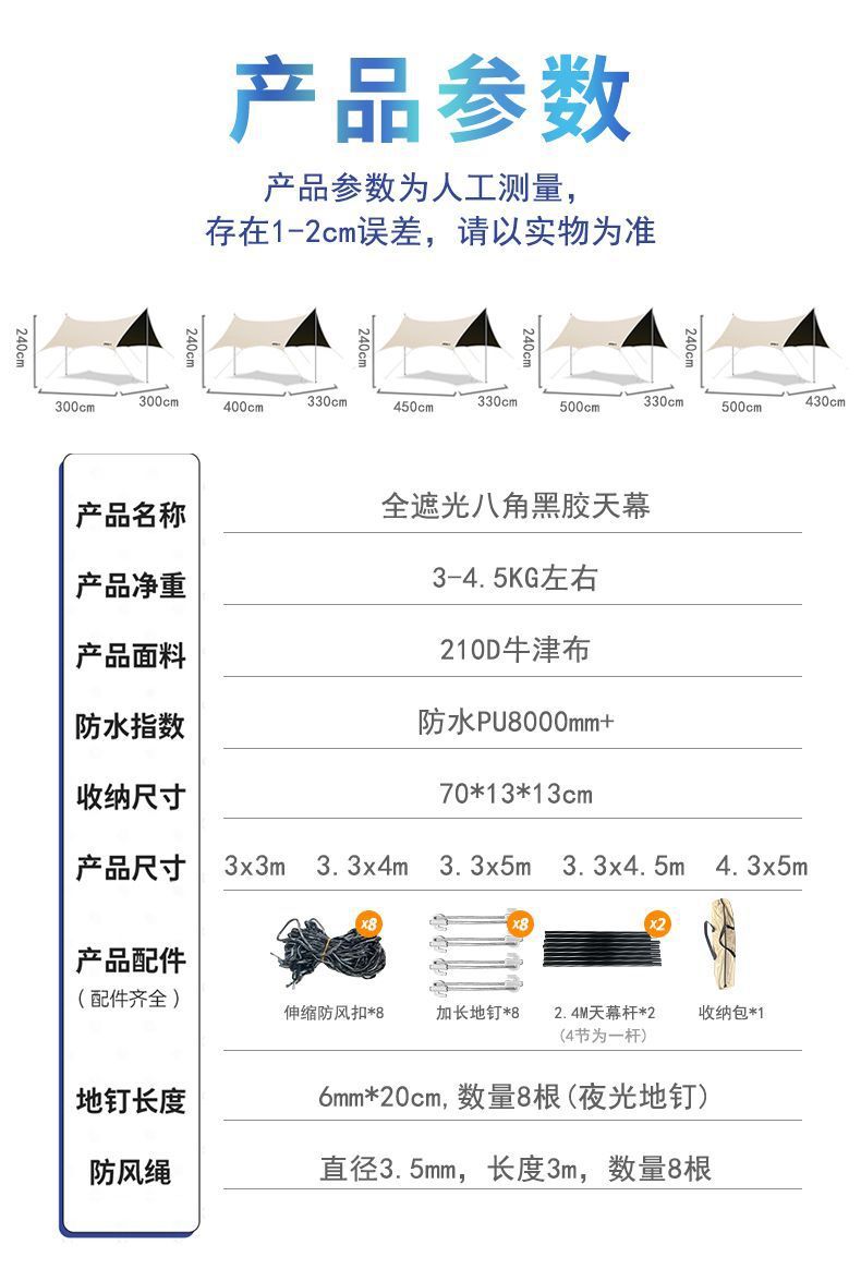 Thickened Outdoor Vinyl Canopy, Rainproof and Sunproof, Octagonal Butterfly-Shaped Sunshade for Camping