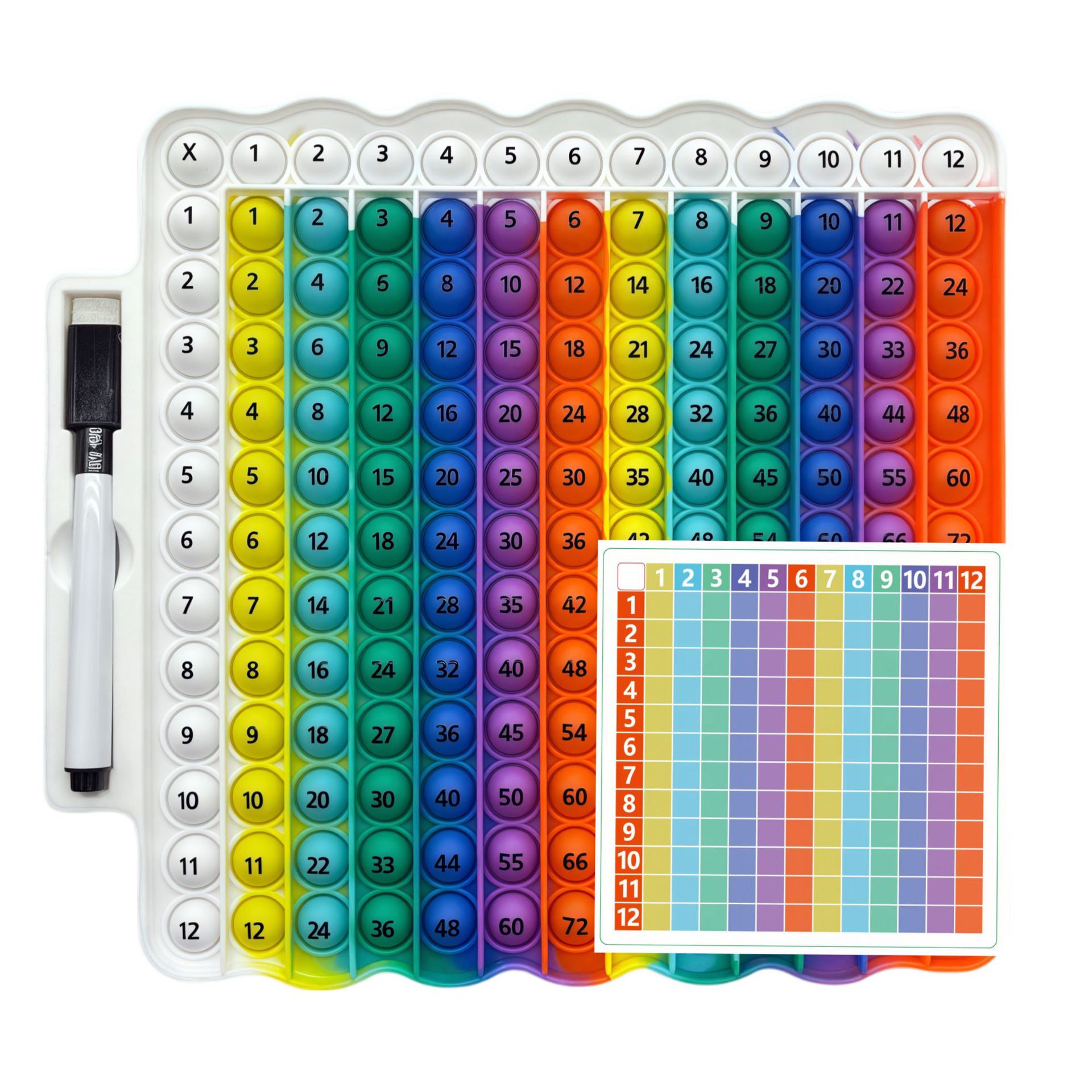 펜 트레이 흰색 가장자리 단일 스트립(펜 및 카드 포함)(12x12 곱셈)