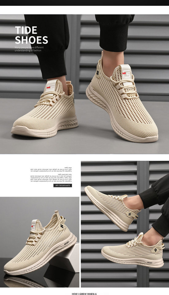 Giày thể thao nam dệt kim thoáng khí, đế bằng, kiểu sneaker năng động — 507-màu cà phê, 507-màu xám, 507-màu đen, 507-Màu cà phê [đóng hộp] chi tiết 14